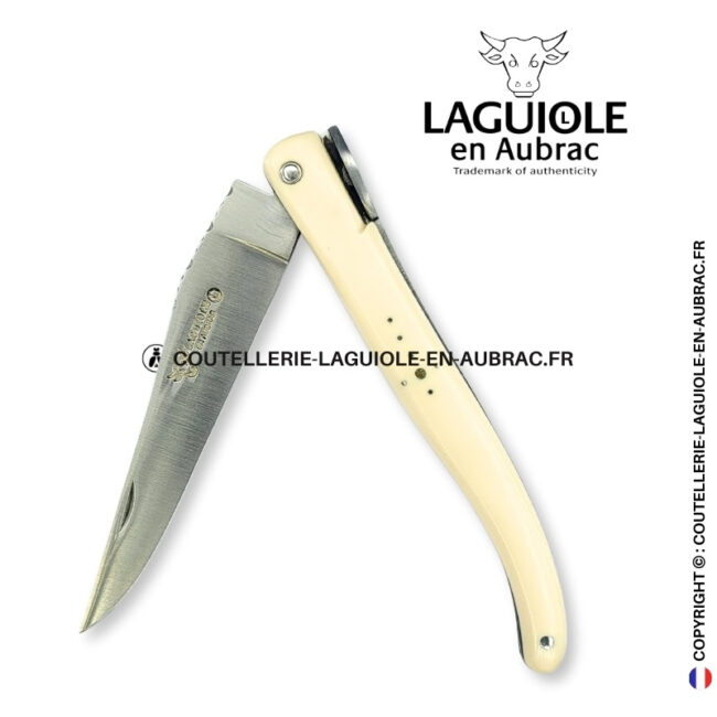 origine tour eiffel : couteau laguiole plein manche en elforyn blanc