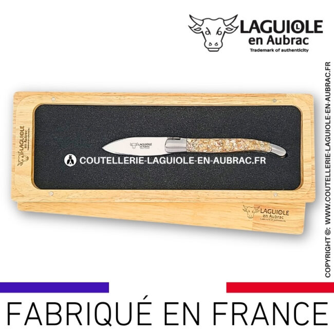 couteau à huître laguiole en aubrac en coquilles de troca