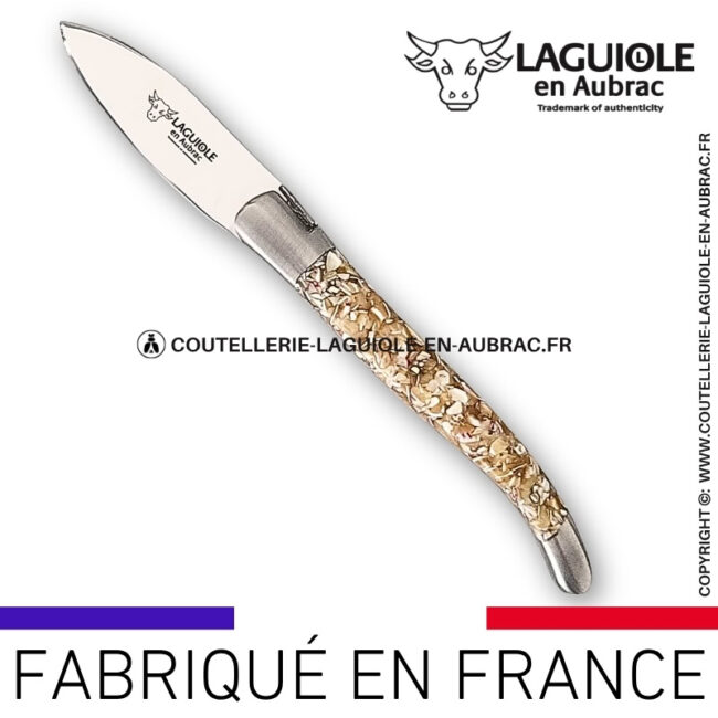 couteau à huître laguiole en aubrac en coquilles de troca