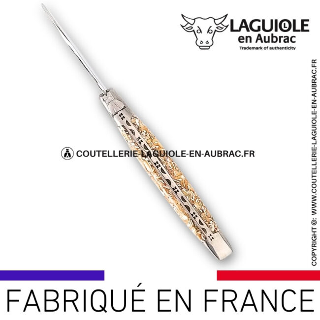 couteau à huître laguiole en aubrac en coquilles de troca