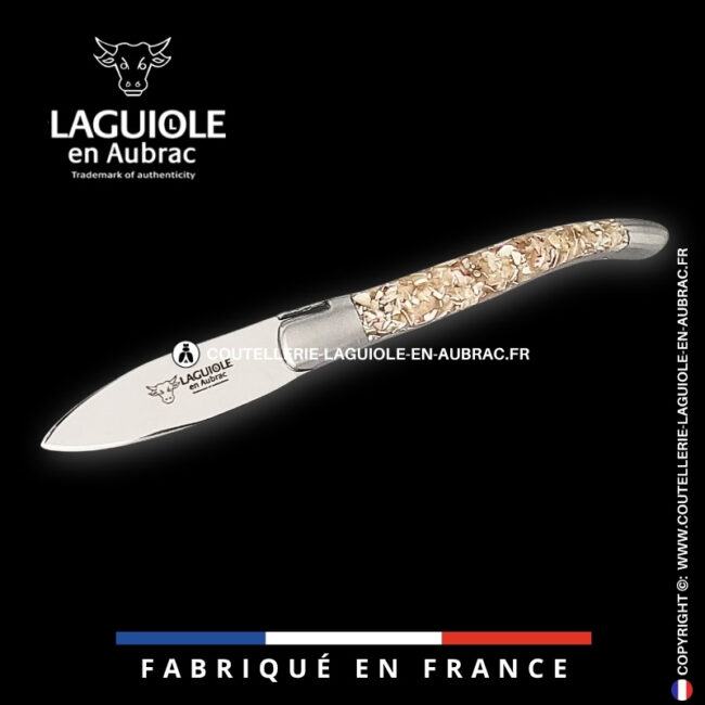 couteau à huître laguiole en aubrac en coquilles de troca