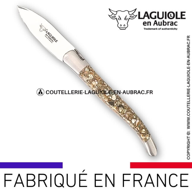 couteau à huître laguiole en aubrac en coquilles d’ormeaux