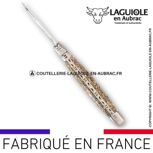 couteau à huître laguiole en aubrac en coquilles d’ormeaux