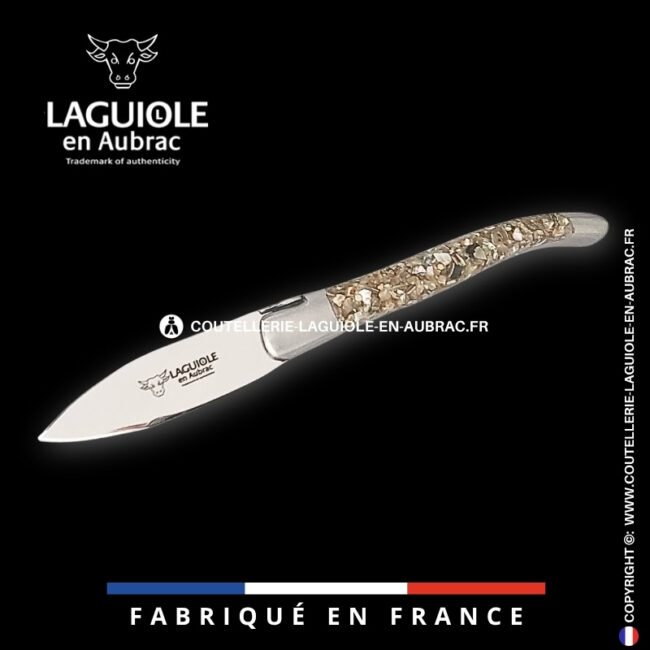 couteau à huître laguiole en aubrac en coquilles d’ormeaux