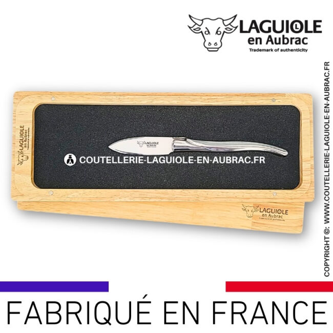 couteau à huître laguiole en aubrac en inox massif brillant