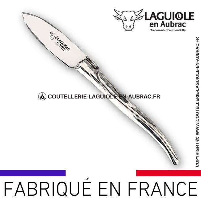 couteau à huître laguiole en aubrac en inox massif brillant