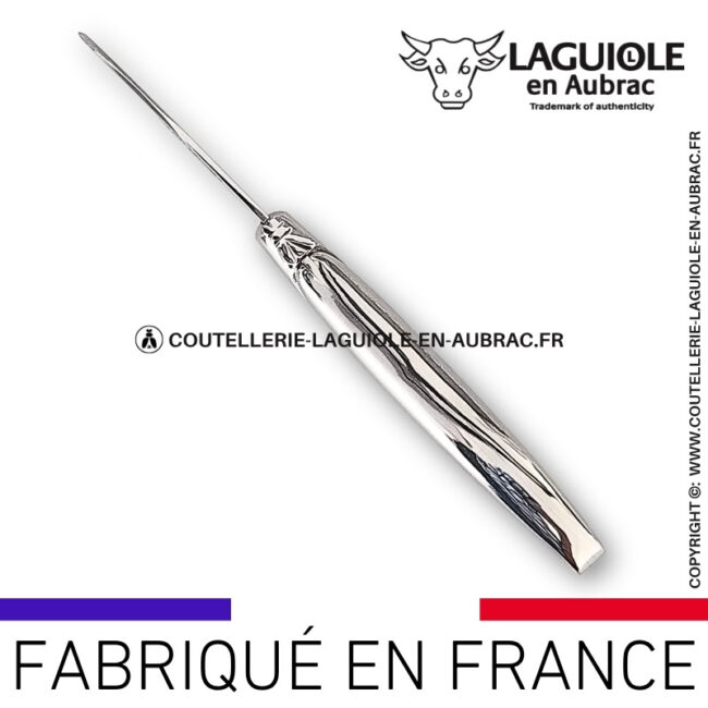 couteau à huître laguiole en aubrac en inox massif brillant