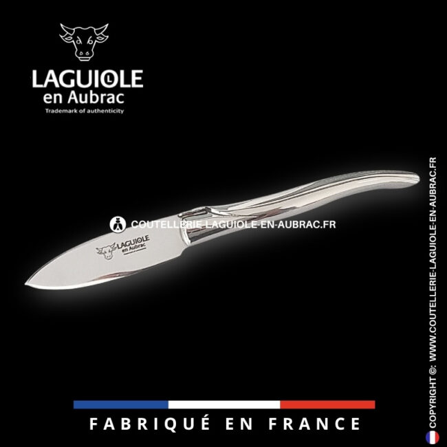 couteau à huître laguiole en aubrac en inox massif brillant