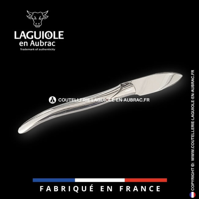 couteau à huître laguiole en aubrac en inox massif brillant