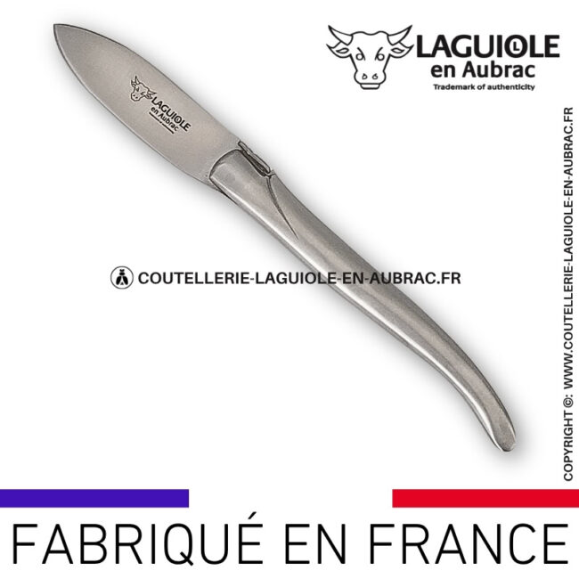 couteau à huître laguiole en aubrac en inox massif satiné