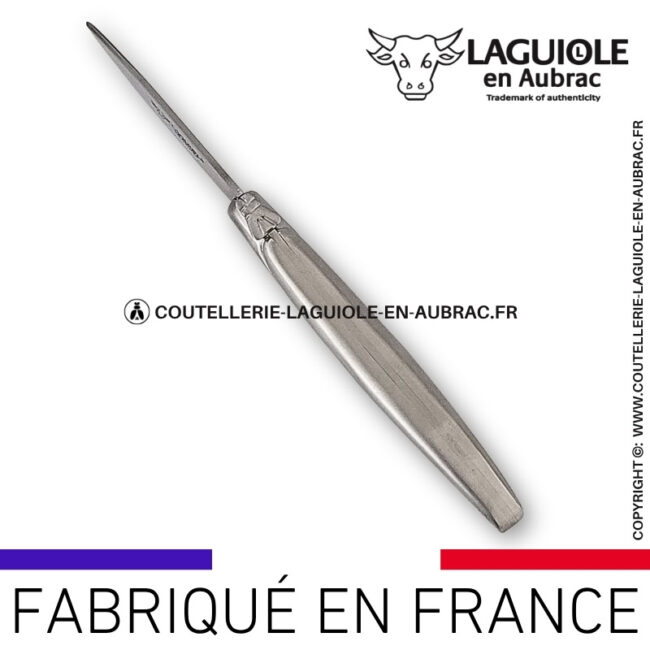 couteau à huître laguiole en aubrac en inox massif satiné