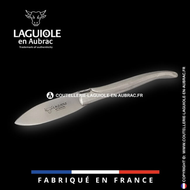 couteau à huître laguiole en aubrac en inox massif satiné