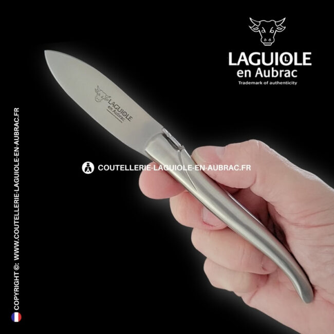 couteau à huître laguiole en aubrac en inox massif satiné