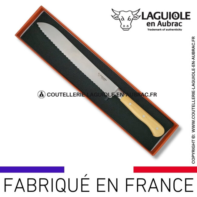 couteau à pain laguiole en aubrac en buis