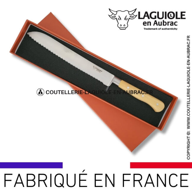 couteau à pain laguiole en aubrac en buis