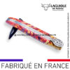 couteau laguiole en aubrac "hibiscus" collection jardin secret en loupe de sureau