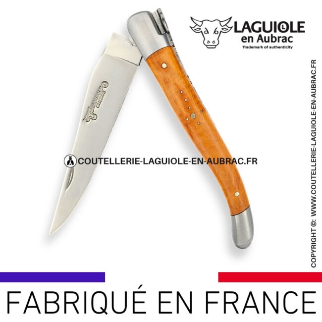 couteau laguiole en aubrac pliant en bruyère et finition satinée