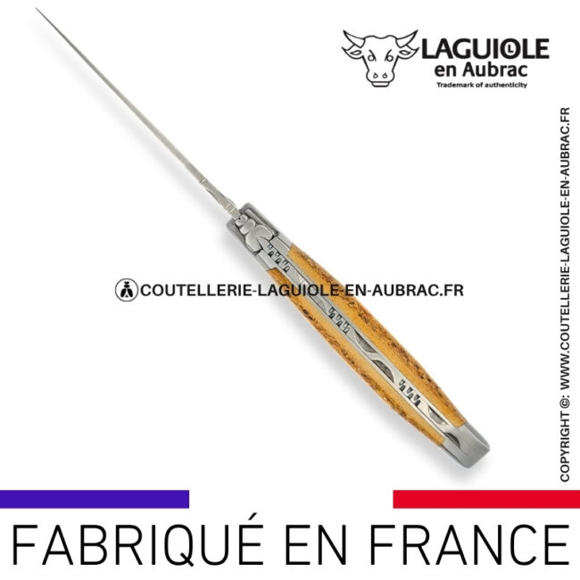 couteau laguiole en aubrac pliant en liège et finition satinée