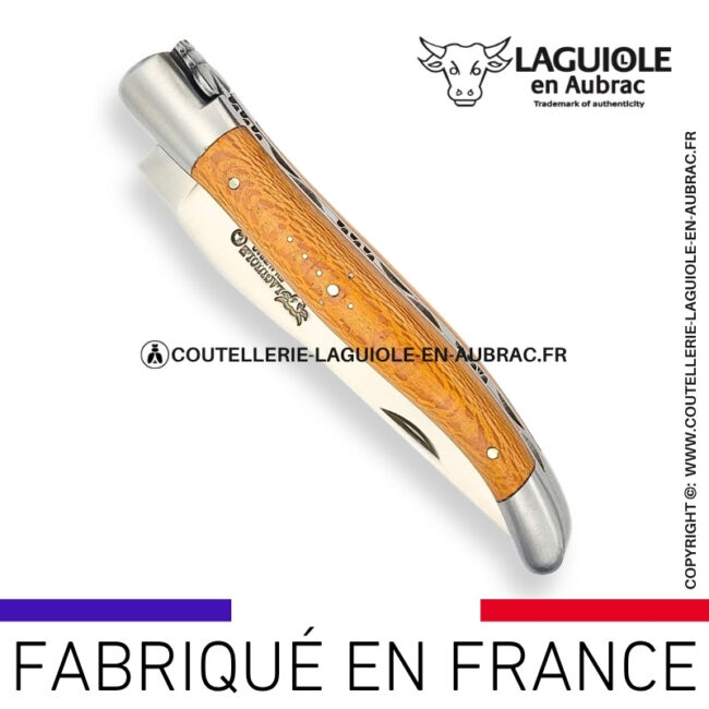 couteau laguiole en aubrac pliant en platane et finition satinée