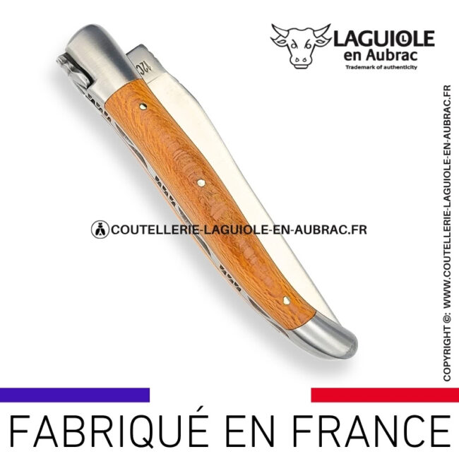 couteau laguiole en aubrac pliant en platane et finition satinée