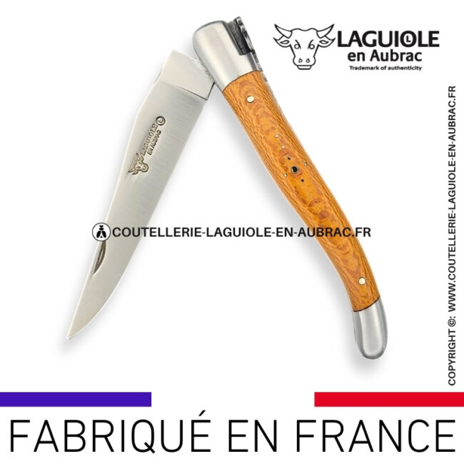 couteau laguiole en aubrac pliant en platane et finition satinée