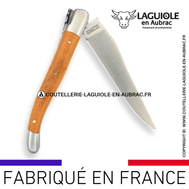 couteau laguiole en aubrac pliant en platane et finition satinée