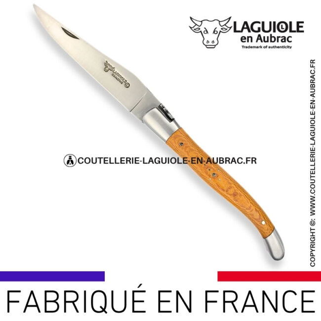 couteau laguiole en aubrac pliant en platane et finition satinée