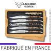couteaux de table laguiole en aubrac aux doubles platines ciselées en molaire de mammouth marron tigrée (set de 6)