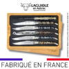 couteaux de table laguiole en aubrac aux doubles platines ciselées en molaire de mammouth mixtes (set de 6)