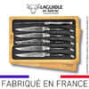 couteaux de table laguiole en aubrac en corne de buffle aux lames damas japonais (set de 6)