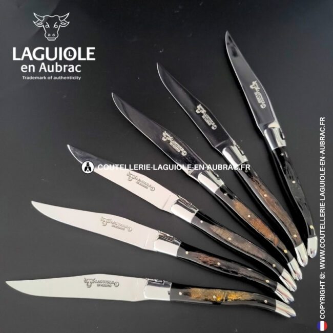 couteaux de table laguiole en aubrac en croûte de buffle (set de 6)