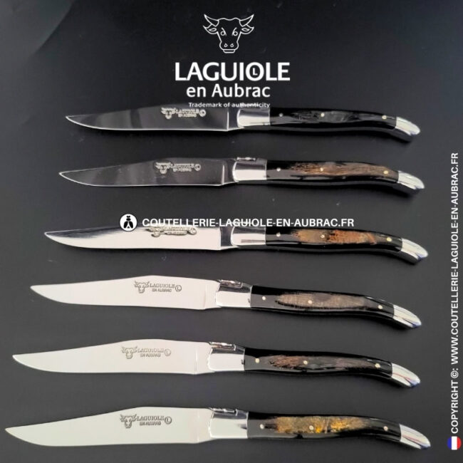 couteaux de table laguiole en aubrac en croûte de buffle (set de 6)
