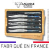 couteaux de table laguiole en aubrac en loupe de peuplier bleue (set de 6)