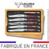 couteaux de table laguiole en aubrac en loupe de peuplier lie de vin (set de 6)
