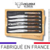 couteaux de table laguiole en aubrac en marqueterie bicolore jaune (set de 6)