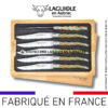 couteaux de table laguiole en aubrac en marqueterie bicolore marron (set de 6)
