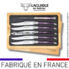 couteaux de table laguiole en aubrac en marqueterie bicolore pourpre (set de 6)