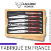 couteaux de table laguiole en aubrac en marqueterie bicolore rose (set de 6)
