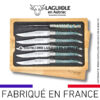couteaux de table laguiole en aubrac en marqueterie bicolore turquoise (set de 6)