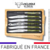 couteaux de table laguiole en aubrac en marqueterie bicolore vert (set de 6)
