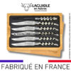 couteaux de table laguiole en aubrac en marqueterie damier os de bœuf et Ébène (set de 6)