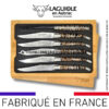 couteaux de table laguiole en aubrac en molaire de mammouth marron tigrée (set de 6)