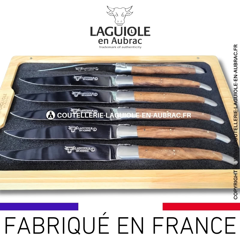 couteaux de table laguiole en aubrac en noyer (set de 6)