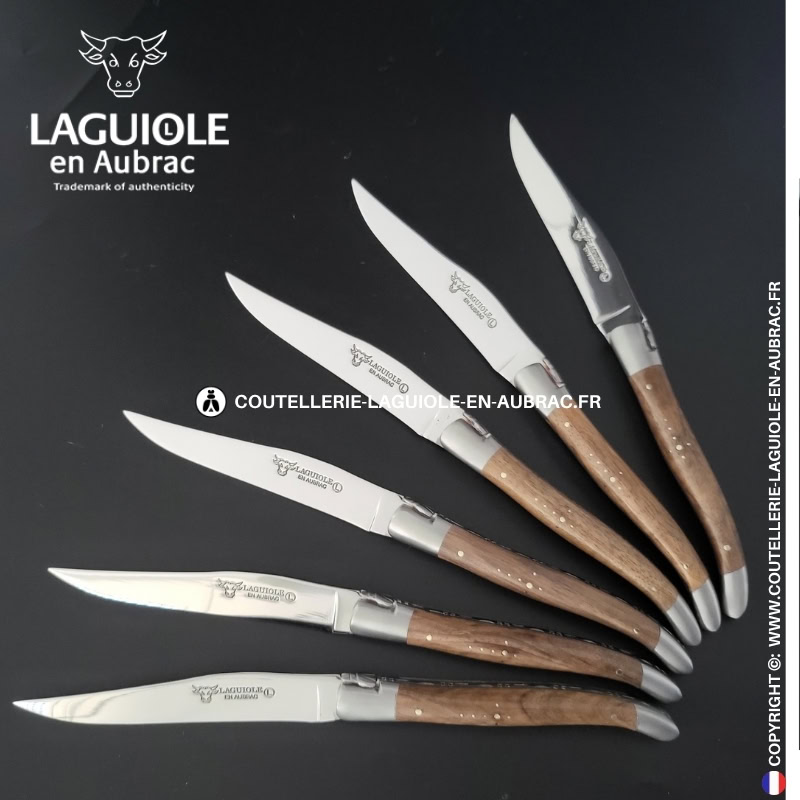 couteaux de table laguiole en aubrac en noyer (set de 6)