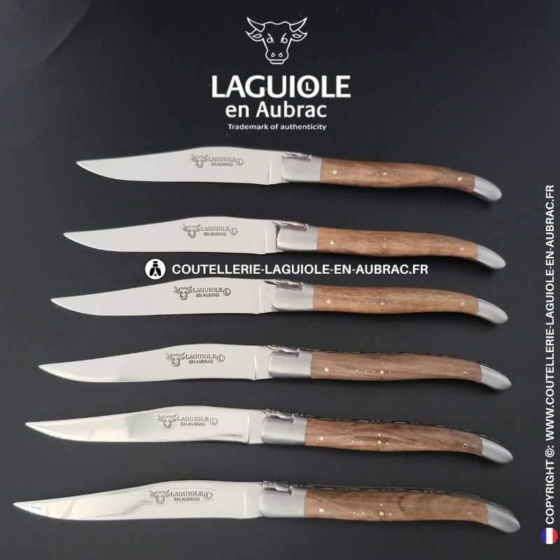 couteaux de table laguiole en aubrac en noyer (set de 6)