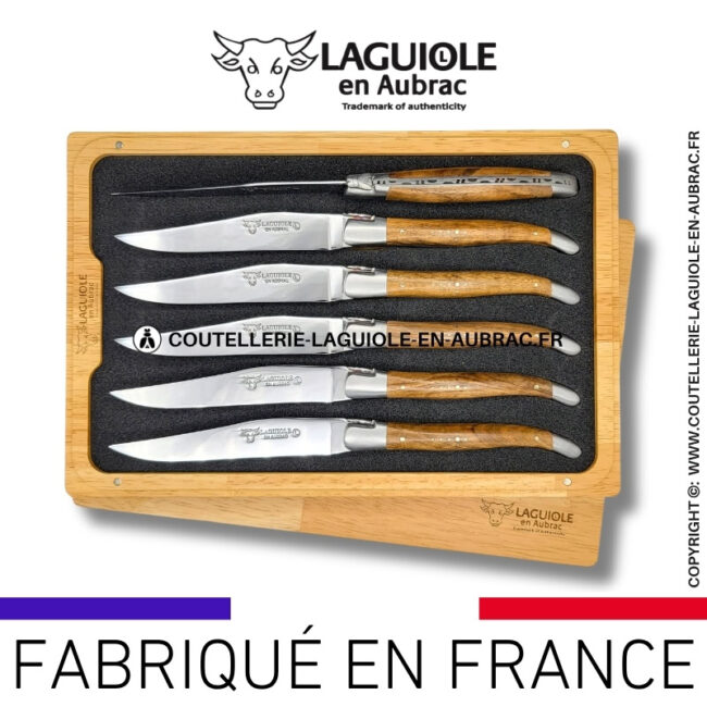 couteaux de table laguiole en aubrac en noyer (set de 6)