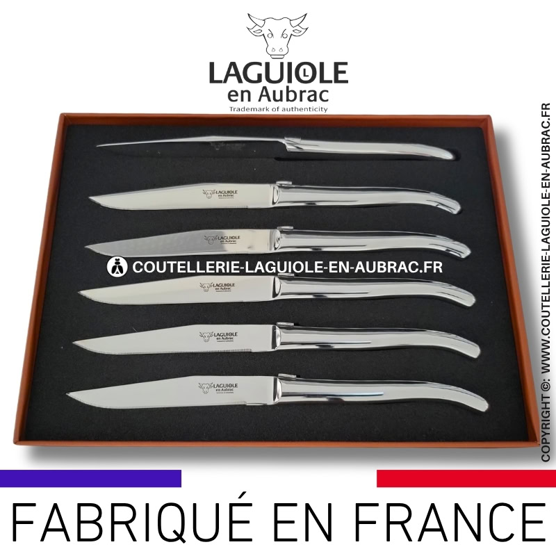 couteaux de table laguiole en aubrac inox forgés à chaud (set de 6)