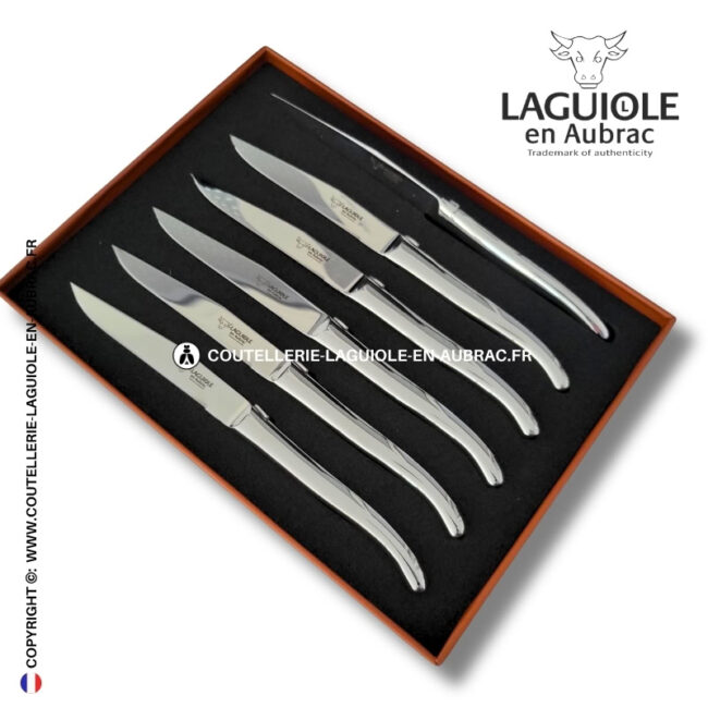 couteaux de table laguiole en aubrac inox forgés à chaud (set de 6)