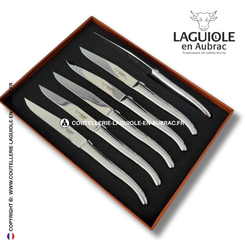 couteaux de table laguiole en aubrac inox forgés à chaud (set de 6)