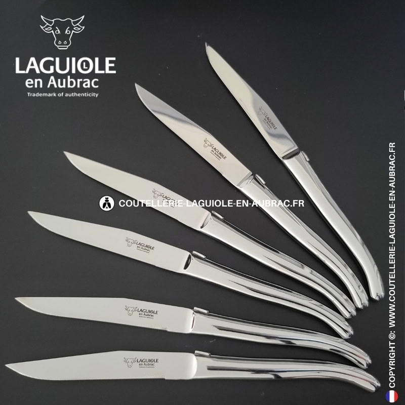 couteaux de table laguiole en aubrac inox forgés à chaud (set de 6)
